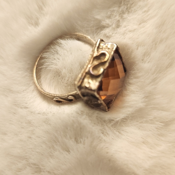 Orange Crystal and Silver Ring - Picture 2 of 8